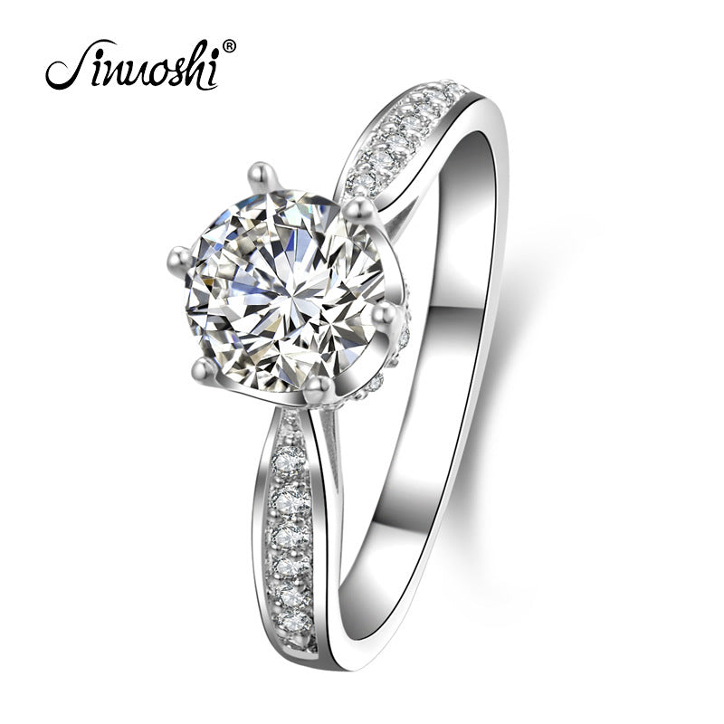 925 Sterling Silver Crown 1 CT diamond ring fashion versatile Silver Ring,Promise Ring,Wedding Ring For Women