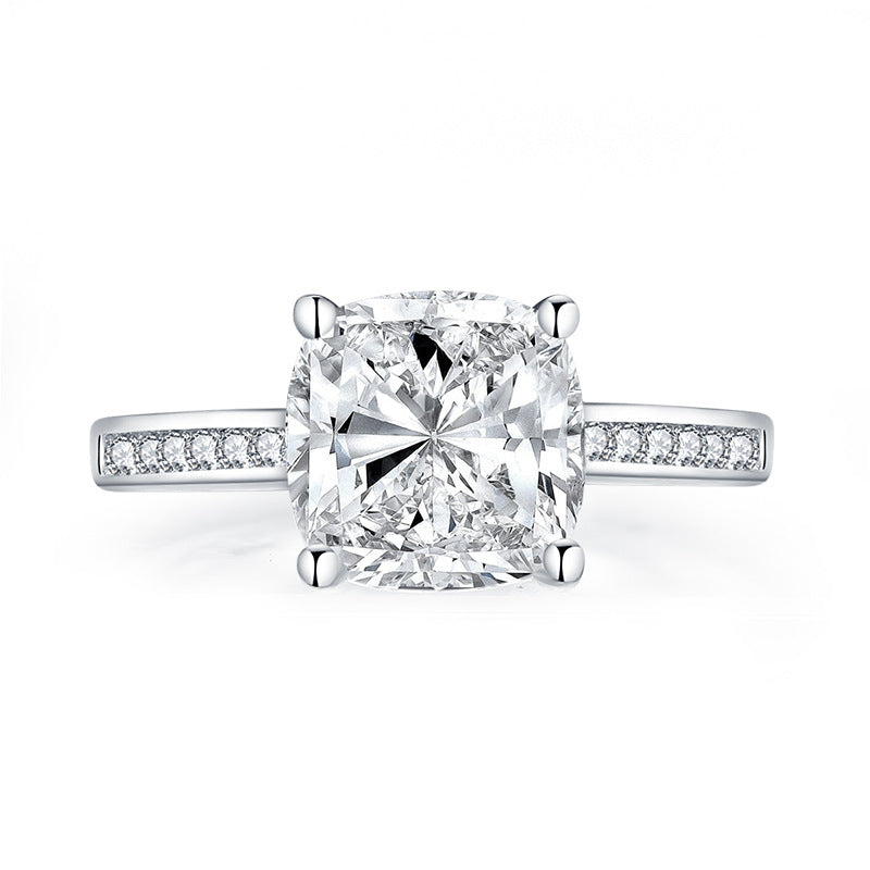 Flower Super Flash,Deluxe 3 CT Rectangular Diamond ring, Seiko  S925 sterling silver ring, For women,Promise & Wedding