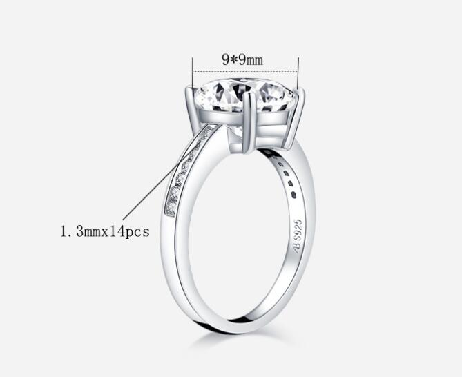 Flower Super Flash,Deluxe 3 CT Rectangular Diamond ring, Seiko  S925 sterling silver ring, For women,Promise & Wedding