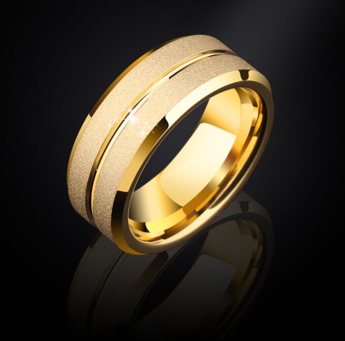 Engravable Gold personalized tungsten gold men's ring