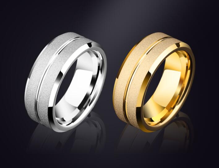 Engravable Gold personalized tungsten gold men's ring