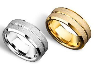 Engravable Gold personalized tungsten gold men's ring