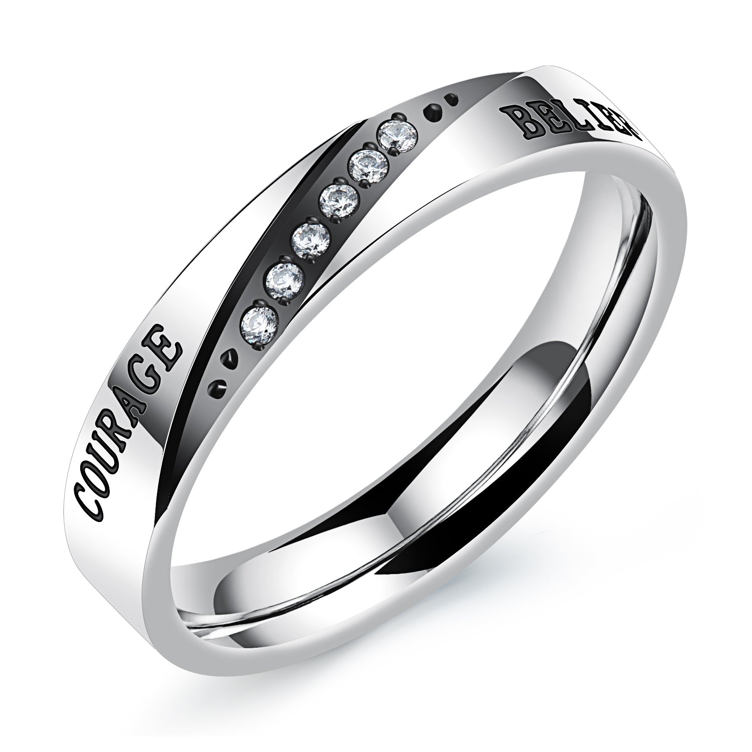 Simple 6-diamond couple ring fashion exquisite titanium steel couple ring Valentine's Day gift