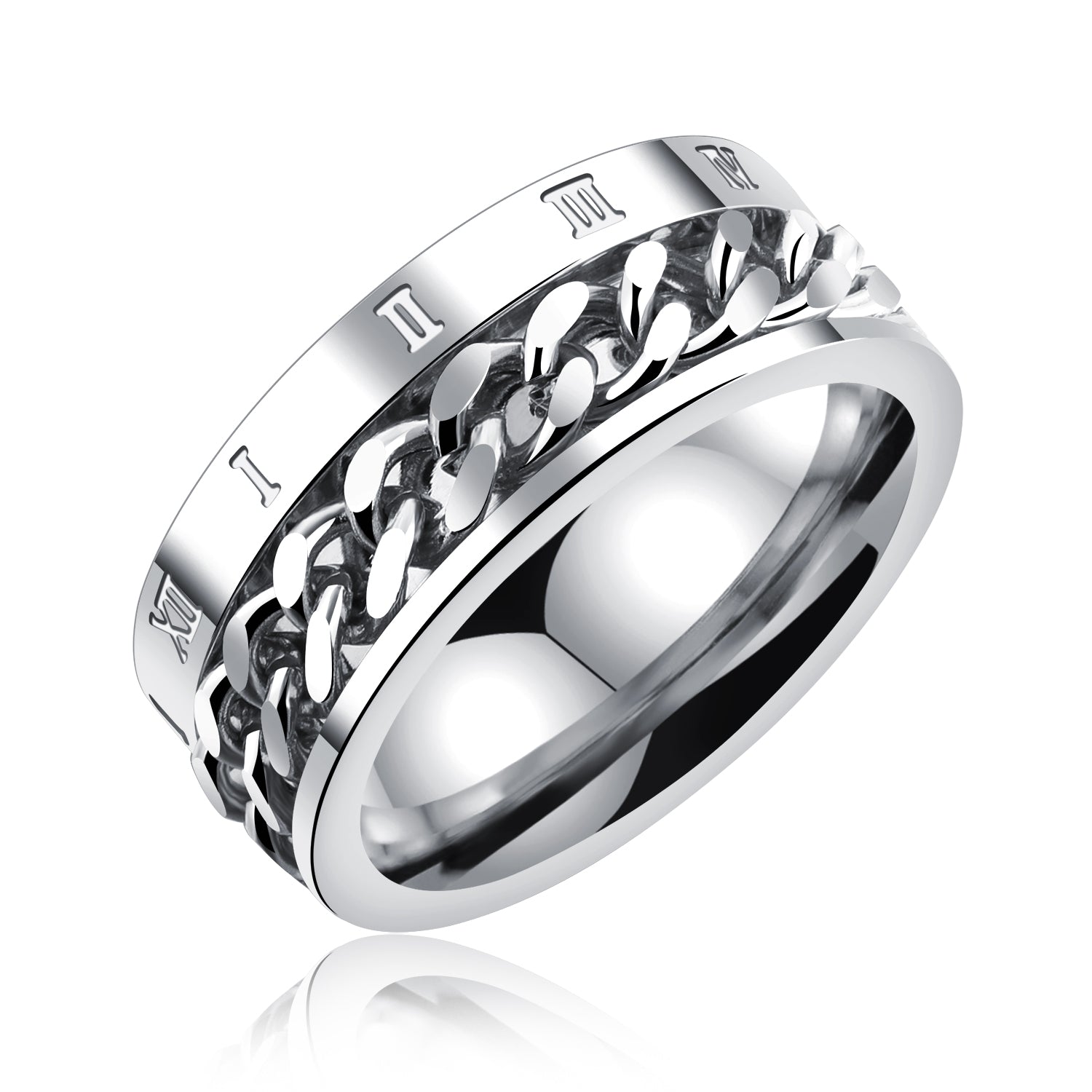 The same tiktok titanium ring, stainless steel chain, Rome digital ring,Gift For men