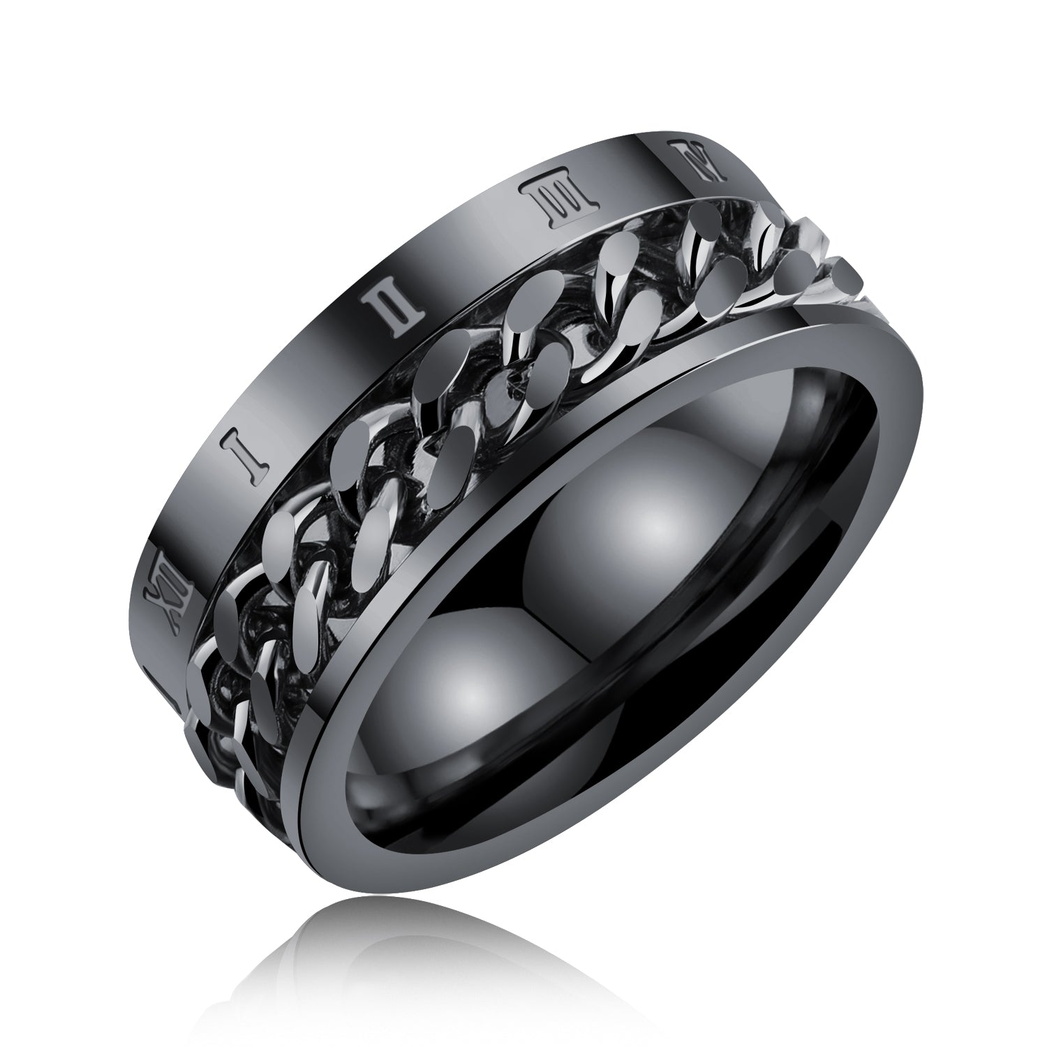 The same tiktok titanium ring, stainless steel chain, Rome digital ring,Gift For men