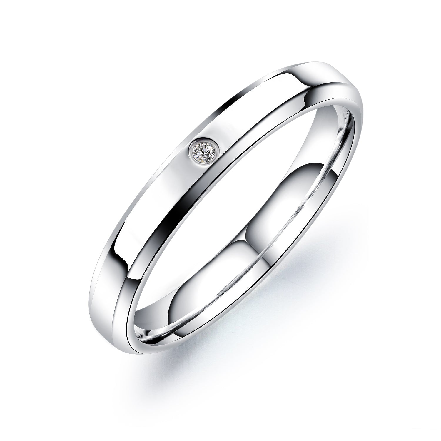 Micro diamond inlaid stainless steel pair ring titanium steel couple ring smooth simple single diamond ring