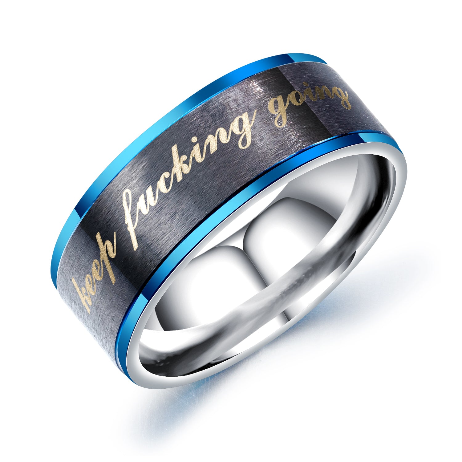 Keep fusing going titanium steel ring men's and women's stainless steel inspirational phrase ring