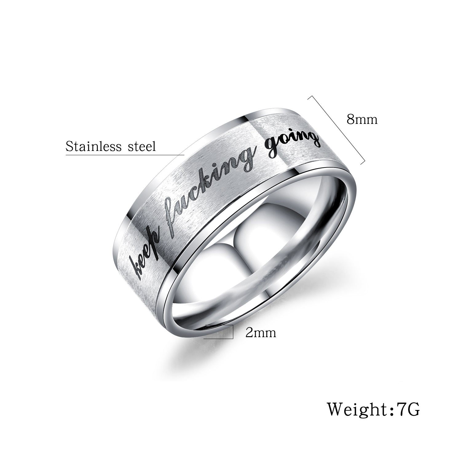 Keep fusing going titanium steel ring men's and women's stainless steel inspirational phrase ring