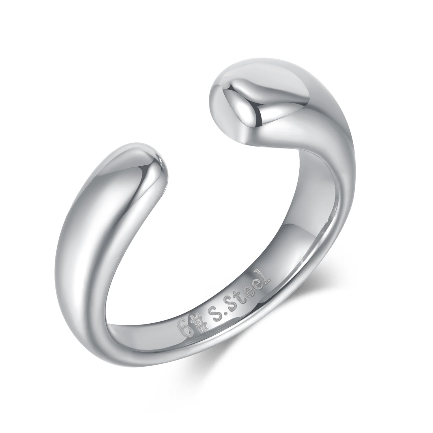 Personalized simple trendy versatile ring European and American snake line open titanium steel ring