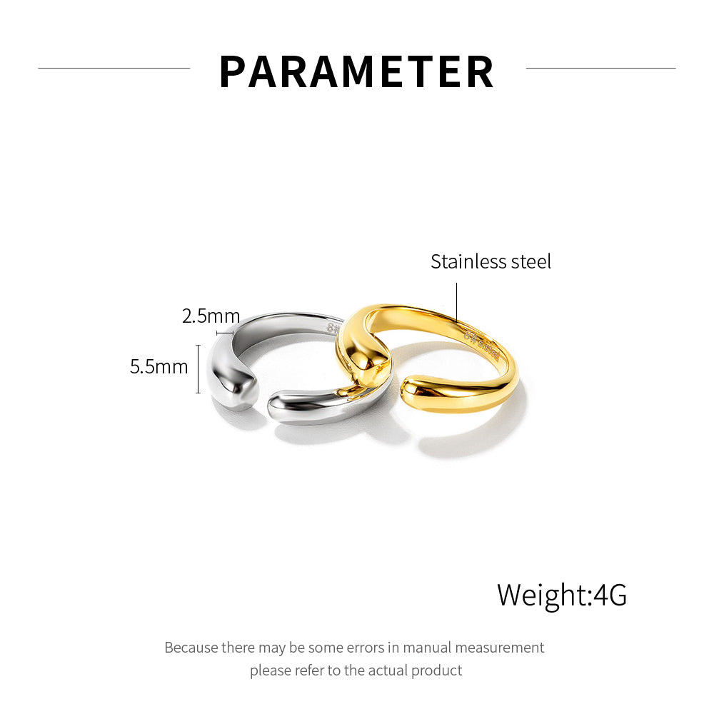 Personalized simple trendy versatile ring European and American snake line open titanium steel ring