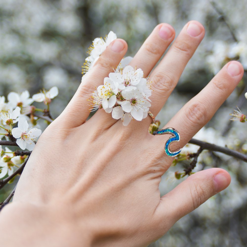 Opal Surf Water Ripple Ring