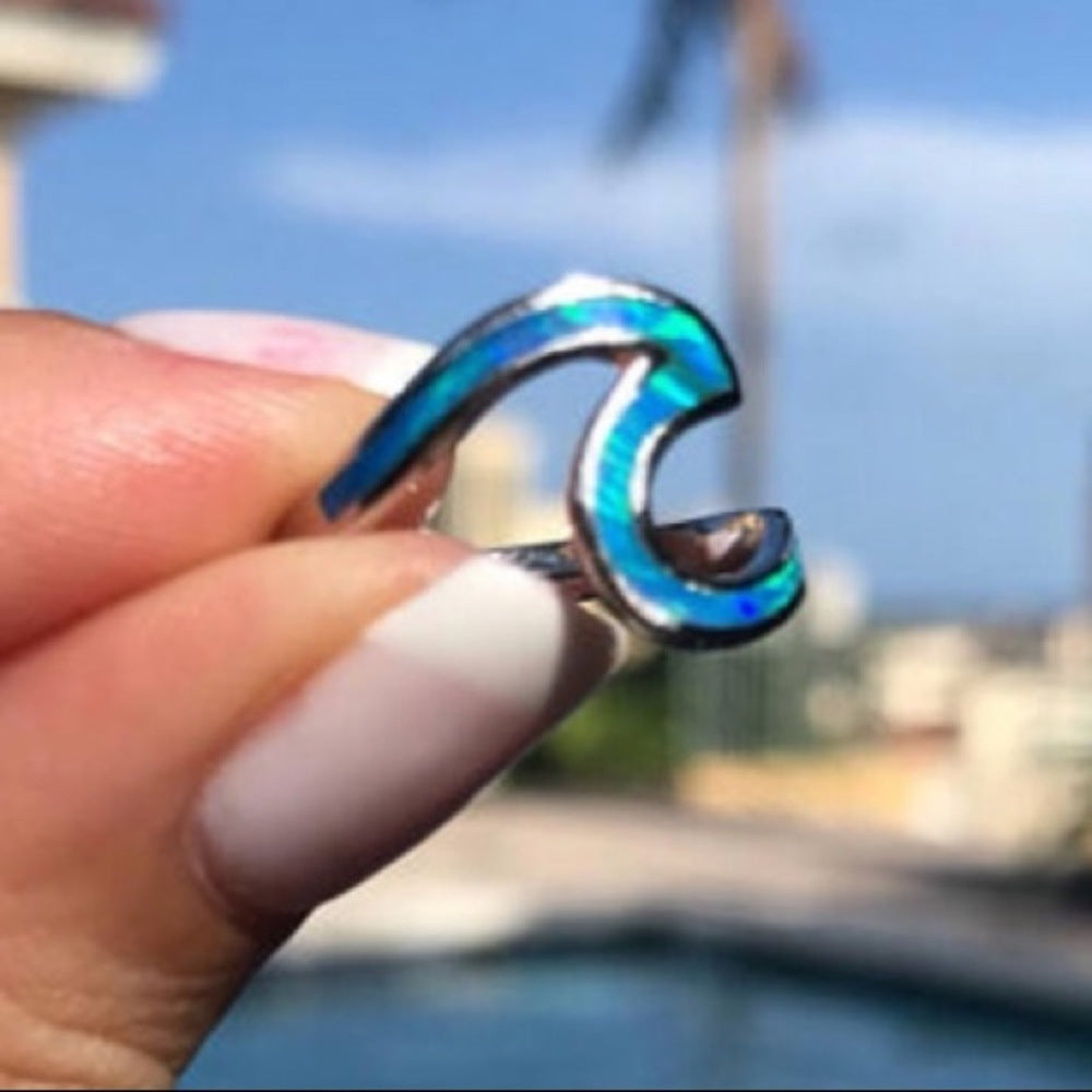 Opal Surf Water Ripple Ring