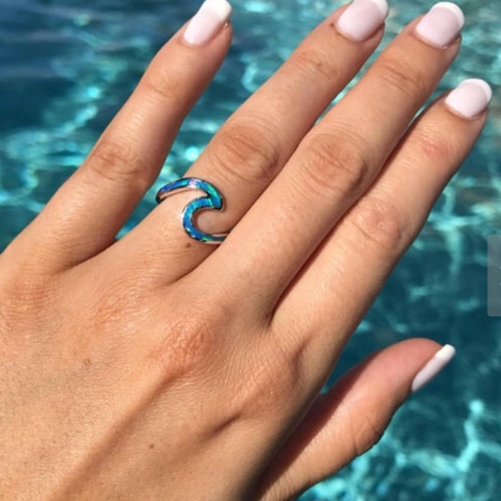 Opal Surf Water Ripple Ring