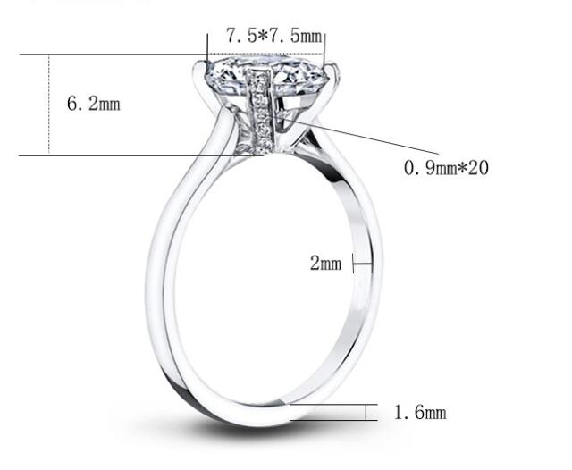 S925 Sterling Silver 1.5 CT Ring temperament versatile round claw set diamond ring ,Promise Ring，Wedding Ring For Women