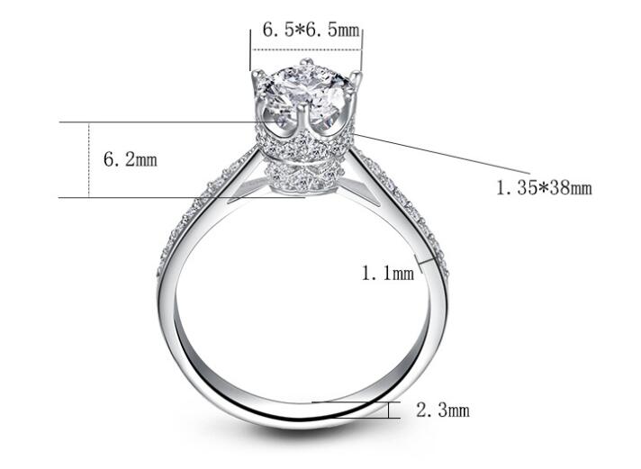 925 Sterling Silver Crown 1 CT diamond ring fashion versatile Silver Ring,Promise Ring,Wedding Ring For Women