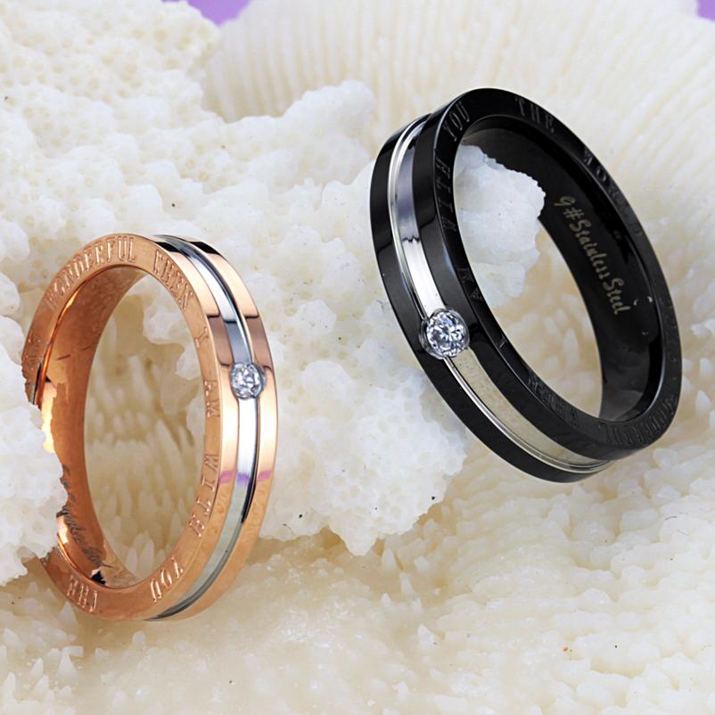 Fashion men's and women's ring personalized diamond inlaid couple titanium steel ring holiday gift