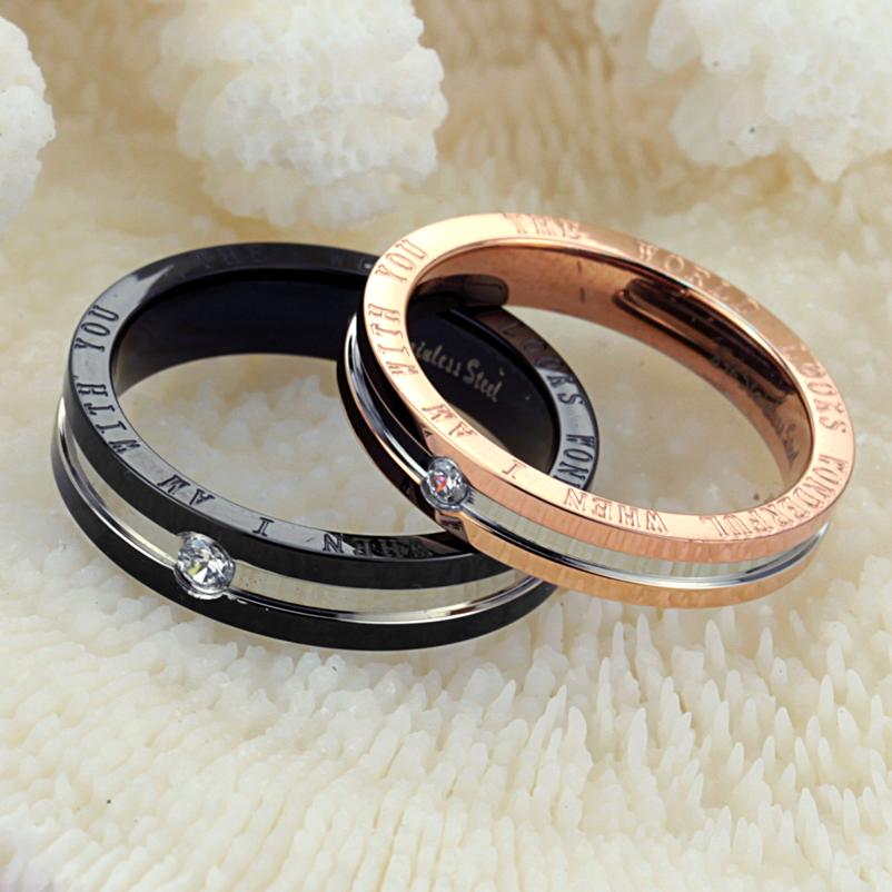 Fashion men's and women's ring personalized diamond inlaid couple titanium steel ring holiday gift