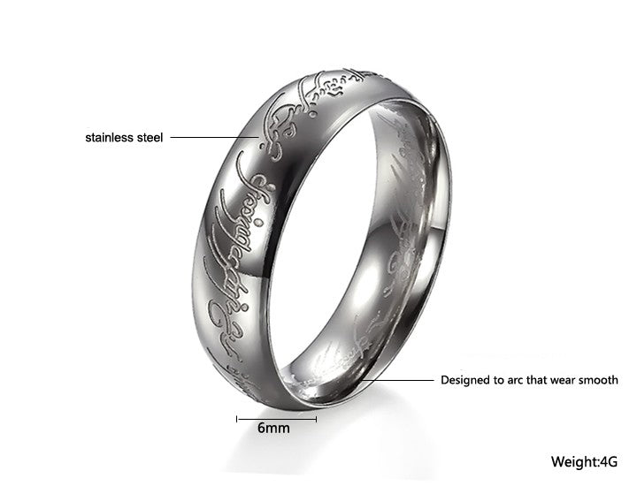 White  personality ring For Men, Titanium Steel Ring